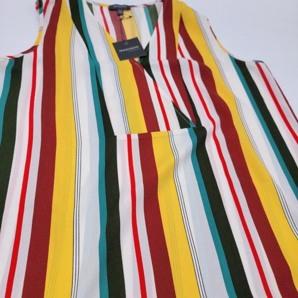 Madison Multicolor Striped Top Blouse Women's Large NEW w/ Tags - Picture 2 of 7
